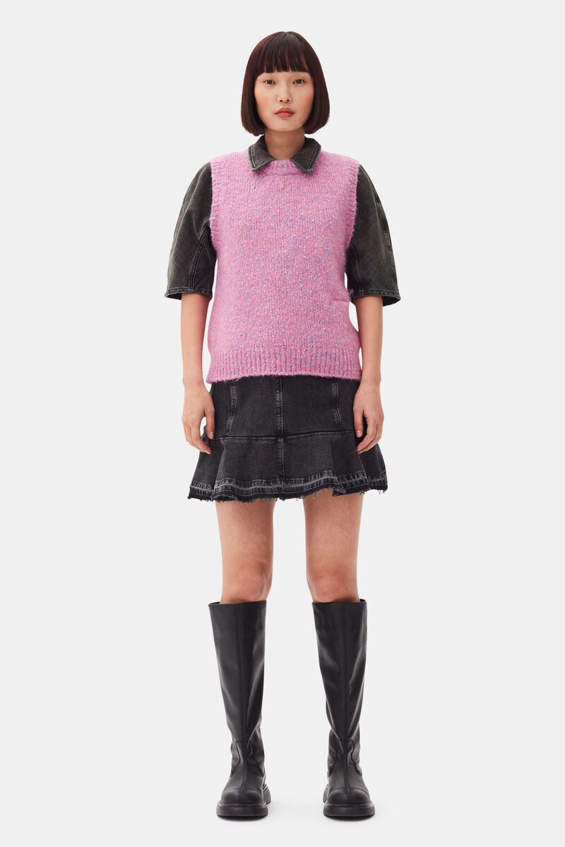 Pink Knit Vest, Alpaca, in colour Rose Violet - 2 - GANNI