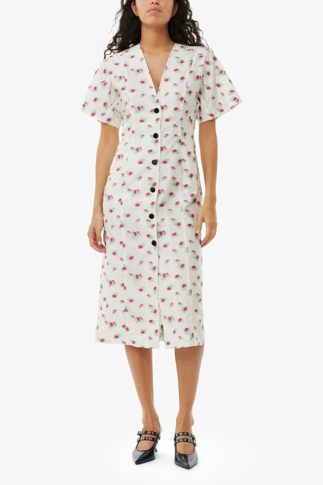 Floral Organza Jacquard Midi Dress, Tofu