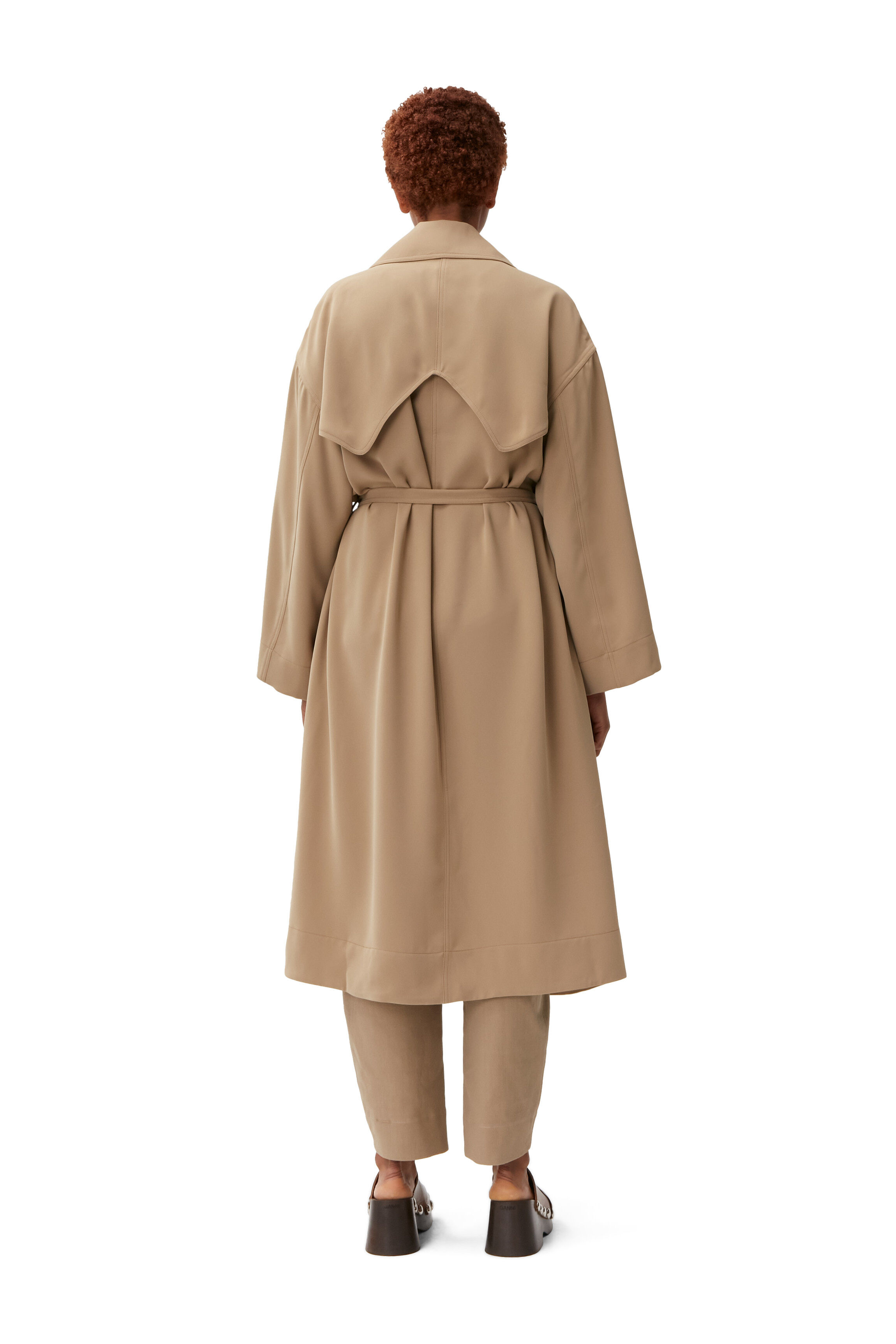 Petrified Oak Twill Trench Coat | GANNI UK
