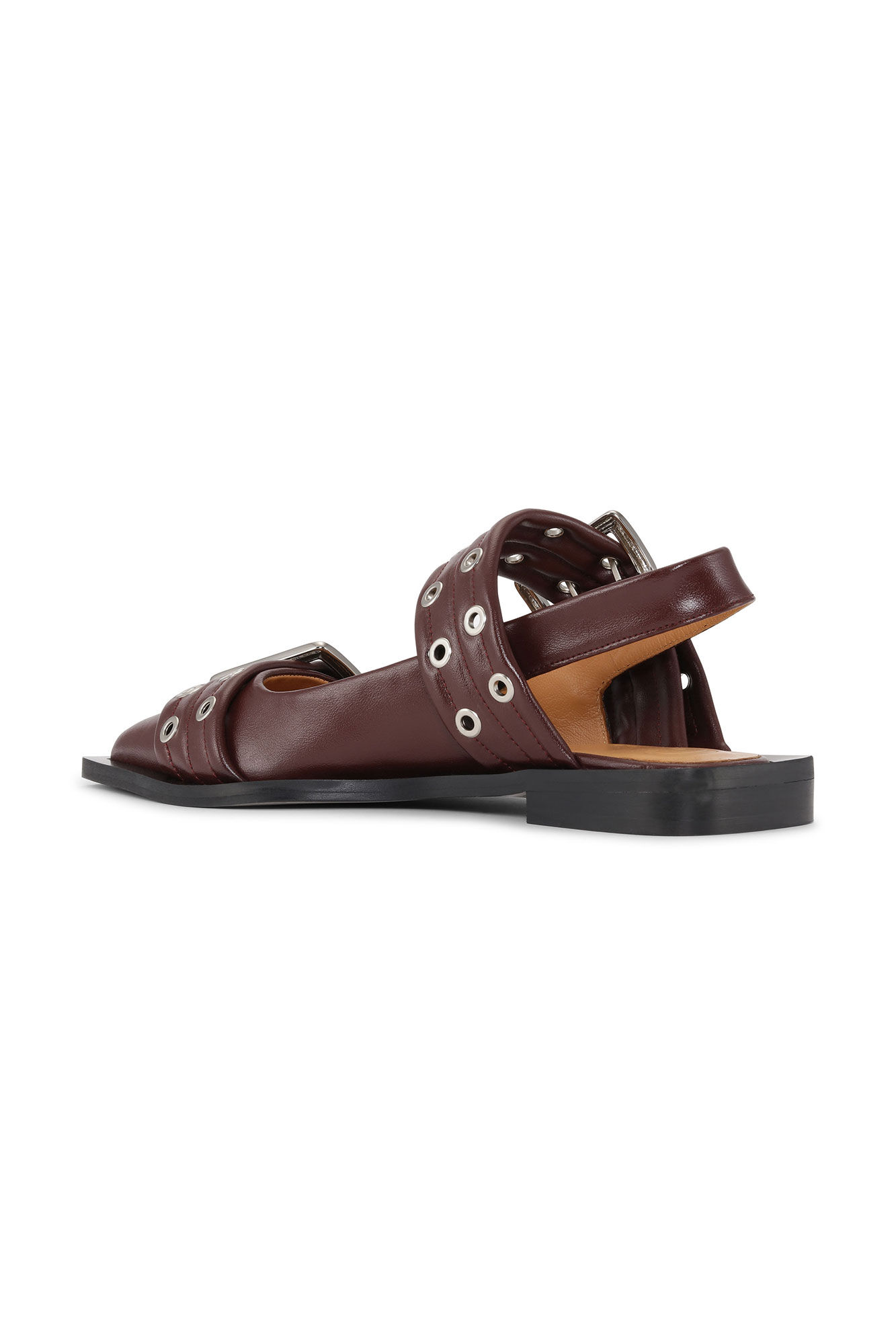 Wide Welt Wide Welt Buckle Ballerina, Vegea, in colour Burgundy - 2 - GANNI