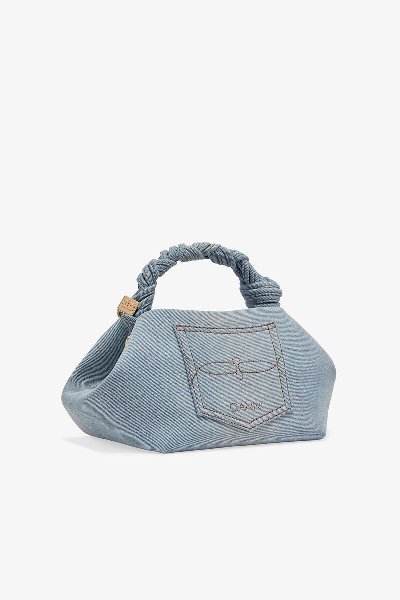 Denim Small GANNI Bou Bag, Recycled Cotton, in colour Faded Denim - 2 - GANNI
