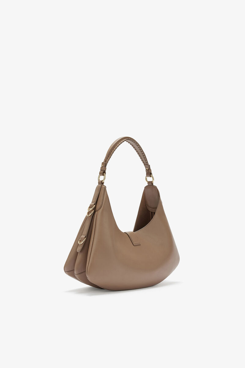 Lille Kat taske i brun, Recycled Leather, in colour Coca Mocha - 2 - GANNI
