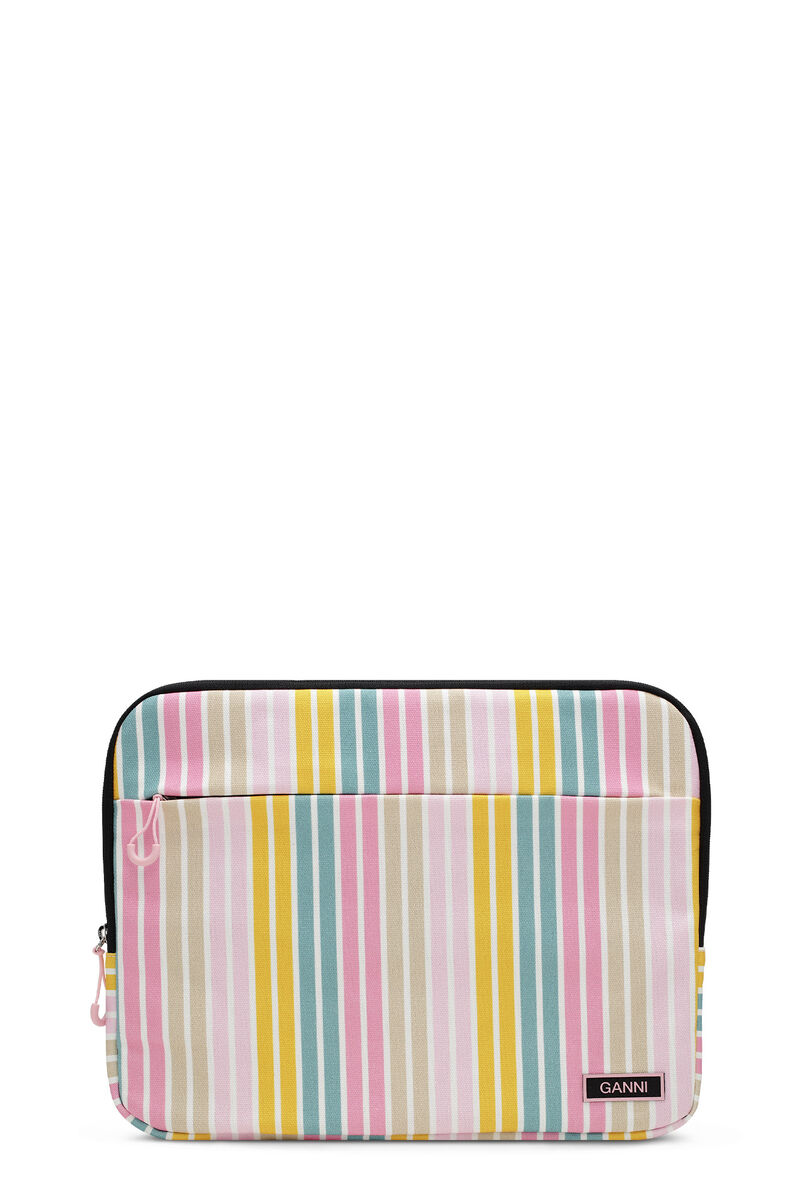 Striped Laptop Sleeve 13" , Cotton, in colour Multicolour - 1 - GANNI