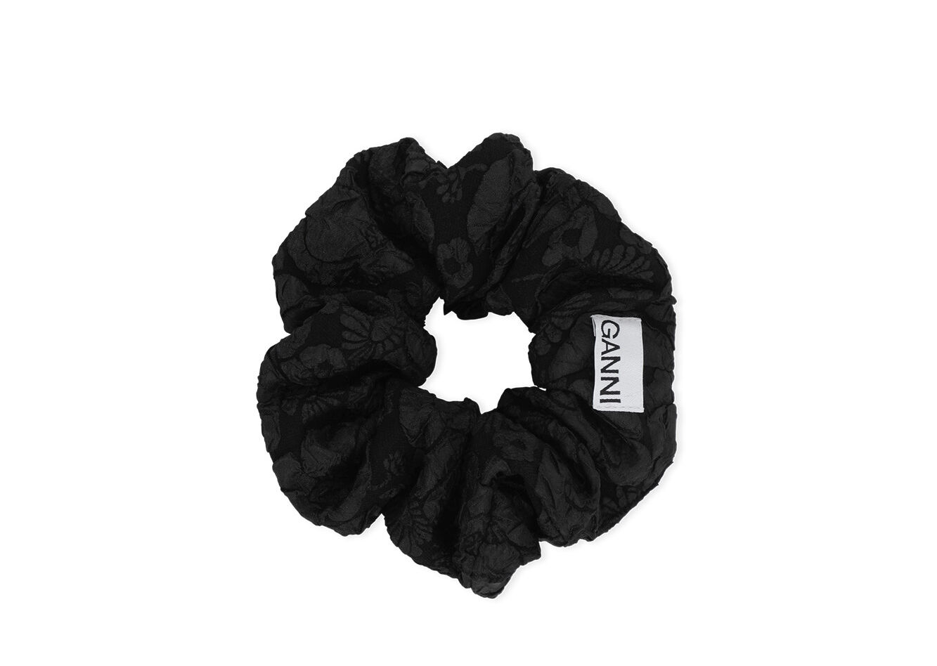 Chouchou en jacquard extensible, Polyester, in colour Black - 1 - GANNI