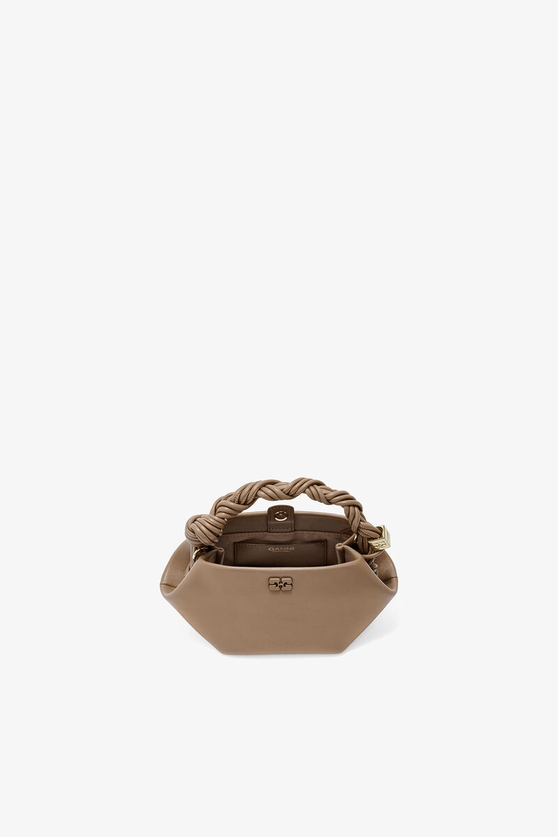 Mini Bou Bag in Brown, Recycled Leather, in colour Coca Mocha - 3 - GANNI