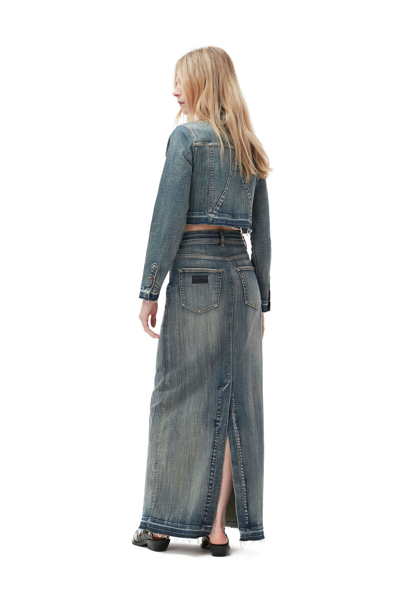 Tint Edge Denim Maxi Skirt, Elastane, in colour Tint Wash - 2 - GANNI