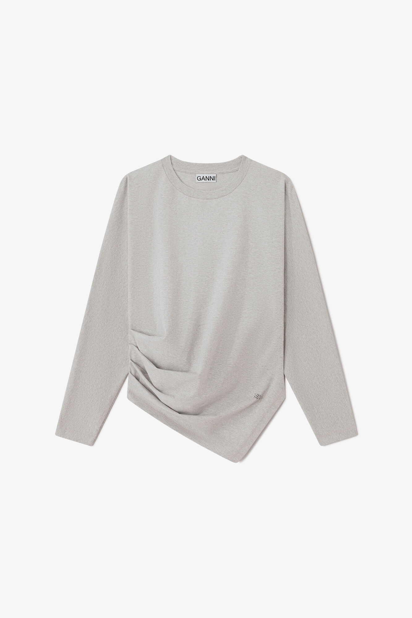 Blouse en jersey drap&eacute;, Organic Cotton, in colour Paloma - 1 - GANNI