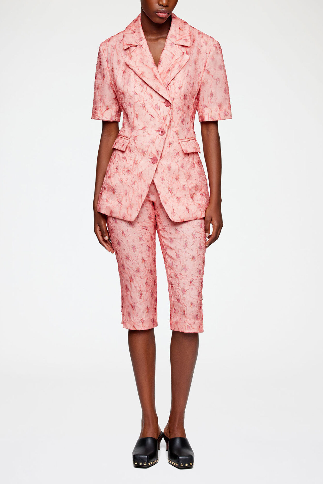 Capri Trousers in Shibori Organza, Recycled Polyester, in colour Lantana - 1 - GANNI