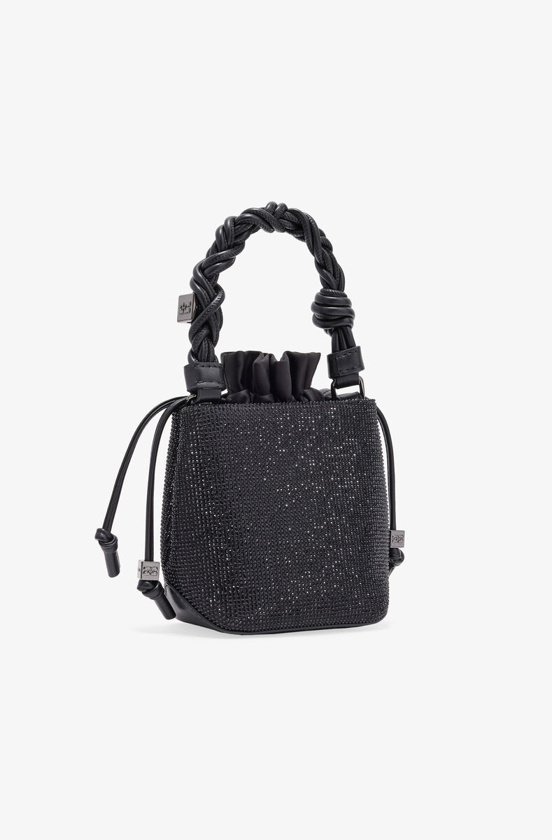 Black Mini GANNI Bou Bucket Bag, Recycled Polyester, in colour Black - 2 - GANNI