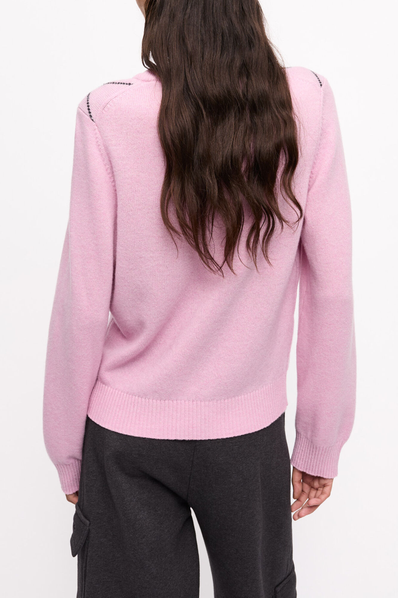 Pink Graphic Bow Sweater, Wool, in colour Mauve Chalk - 2 - GANNI