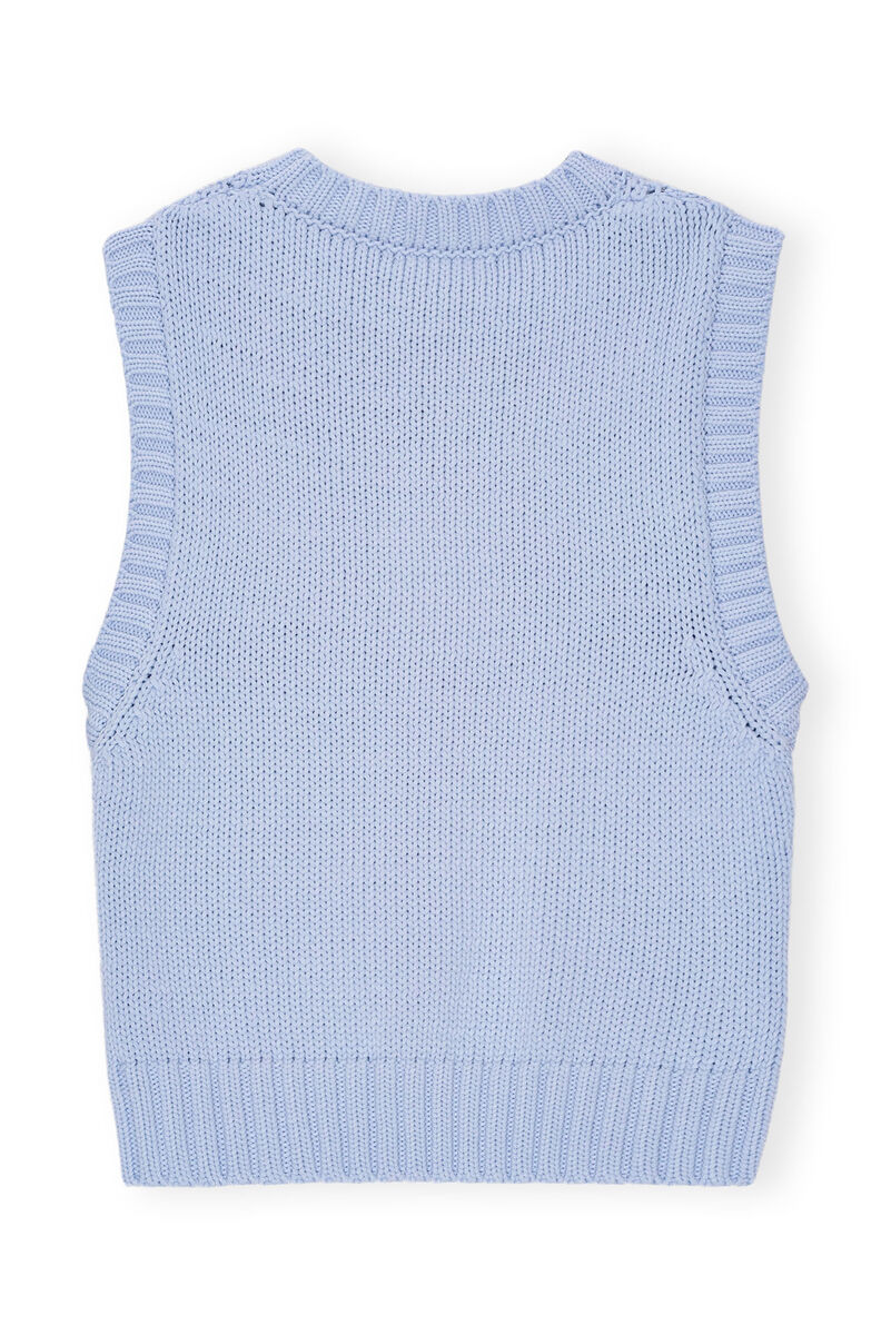Blue Cotton Rope-vest, Organic Cotton, in colour Powder Blue - 2 - GANNI