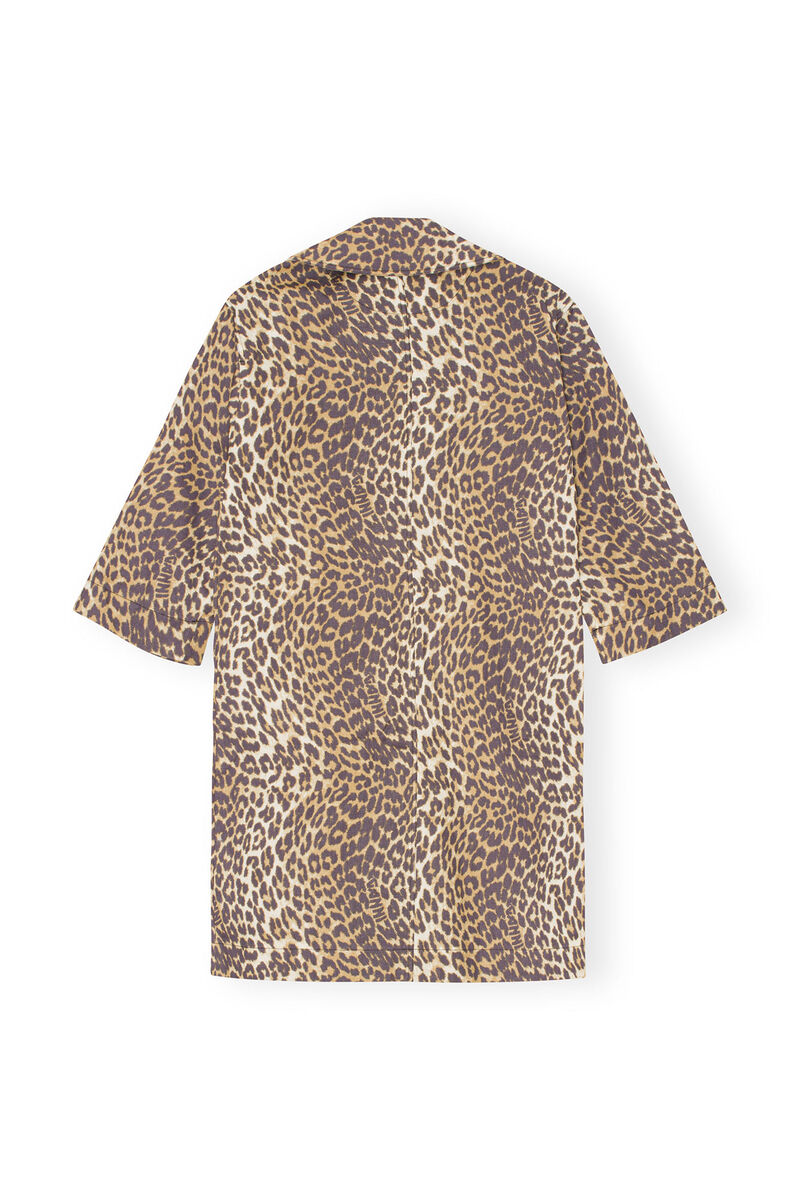 Leopard Printed Canvas Coat, Hemp, in colour Almond Milk - 2 - GANNI