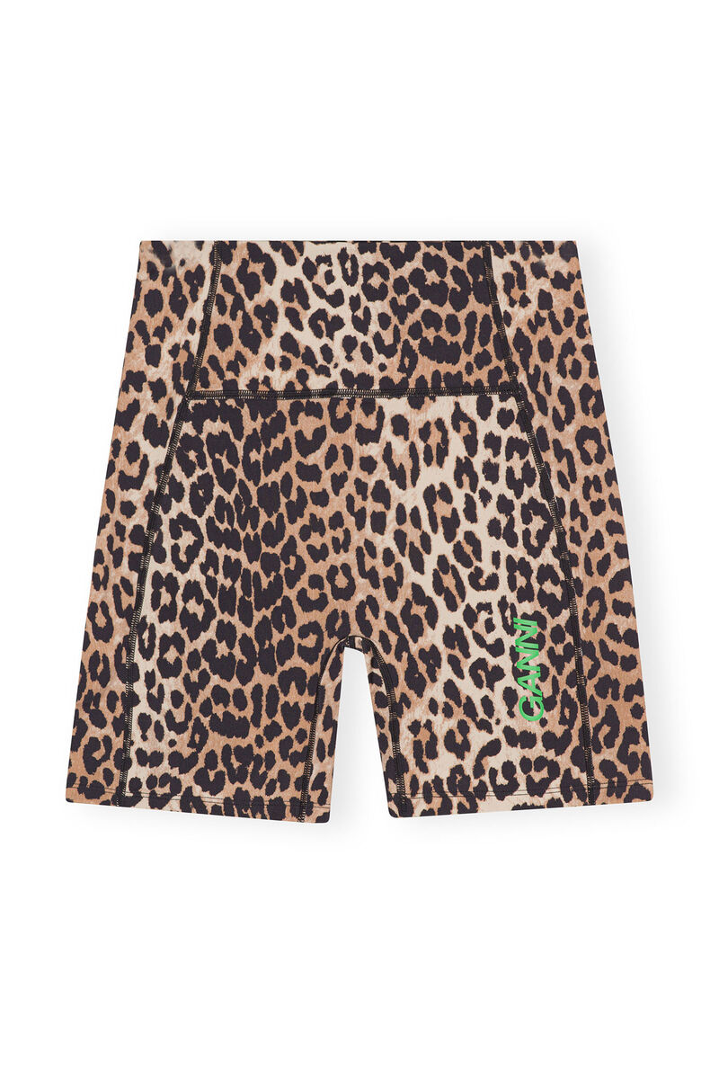 Active Ultra High Waist Shorts, Recycled Nylon, in colour Leopard - 3 - GANNI