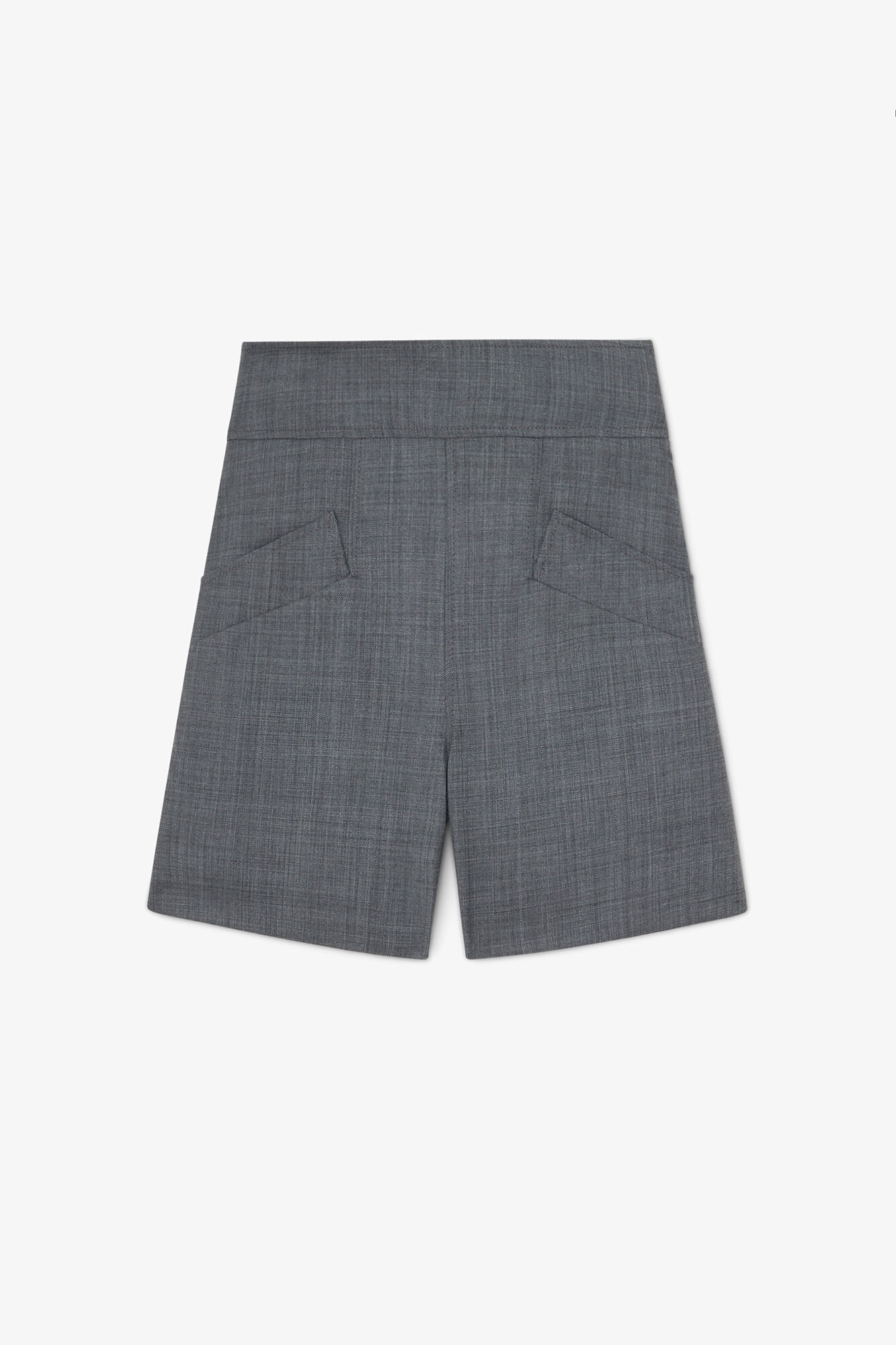 Shorts in Grey Wool Melange, Wool, in colour Phantom - 1 - GANNI