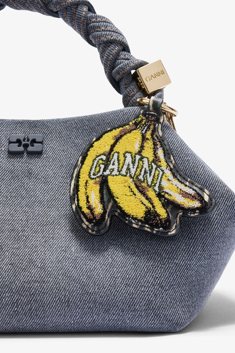 Joy Banana Keyring, Recycled Leather, in colour Black - 3 - GANNI