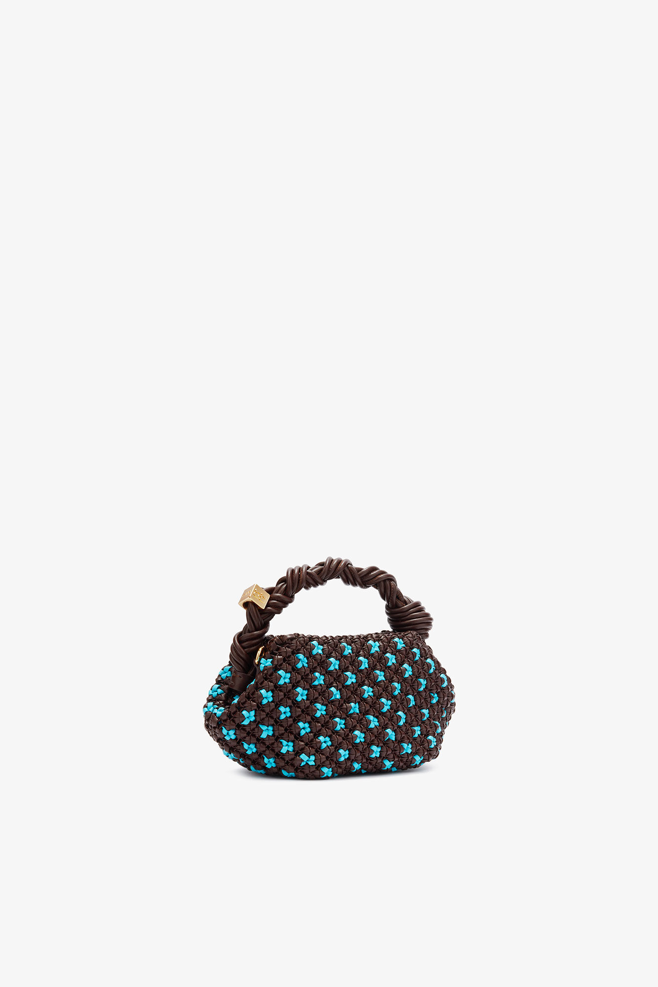 Mini Bou Bag in Braided Brown, Recycled Leather, in colour Chicory Coffee - 2 - GANNI