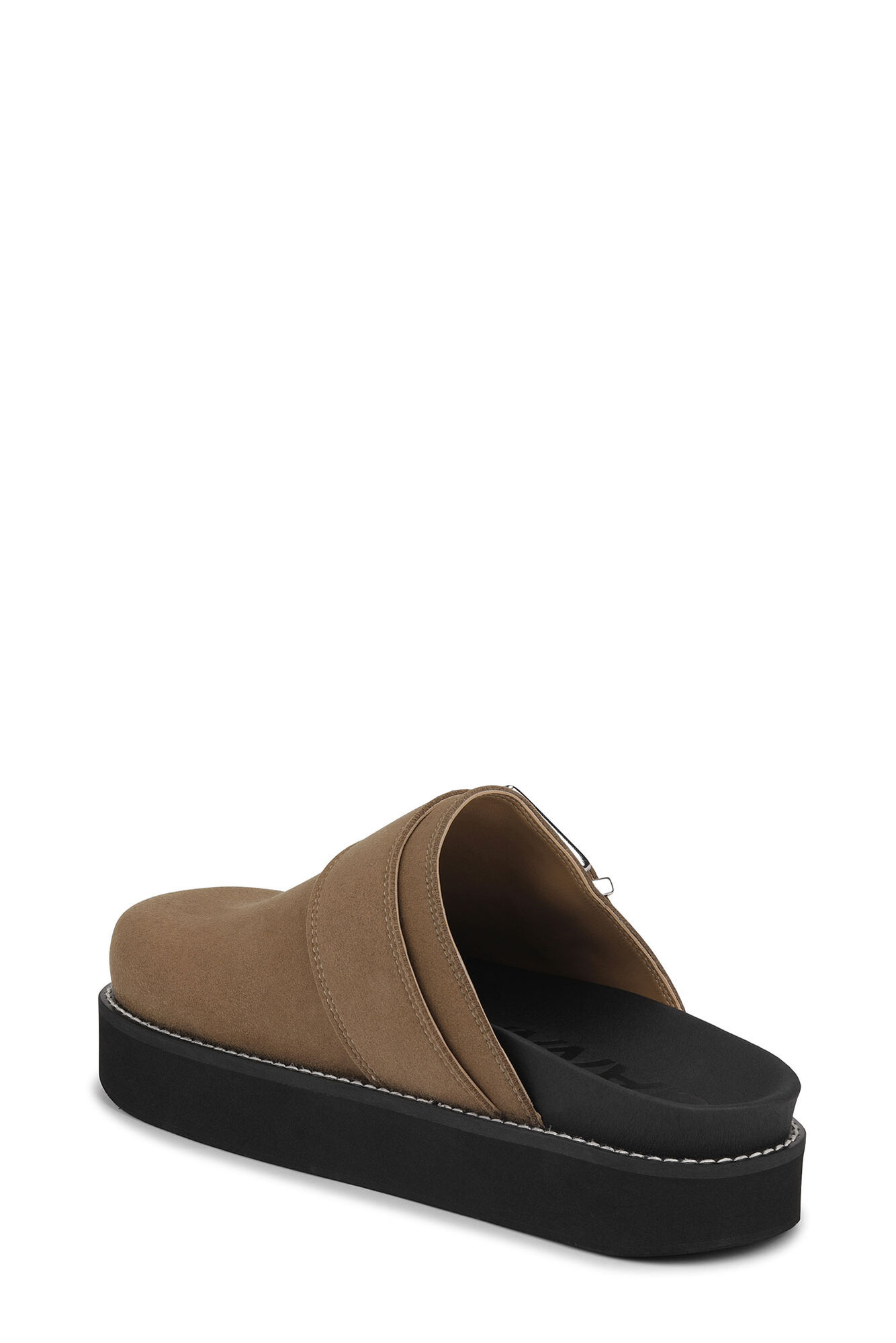 Brown Suede Feminine Buckle Mules, Polyurethane, in colour Chocolate Fondant - 3 - GANNI