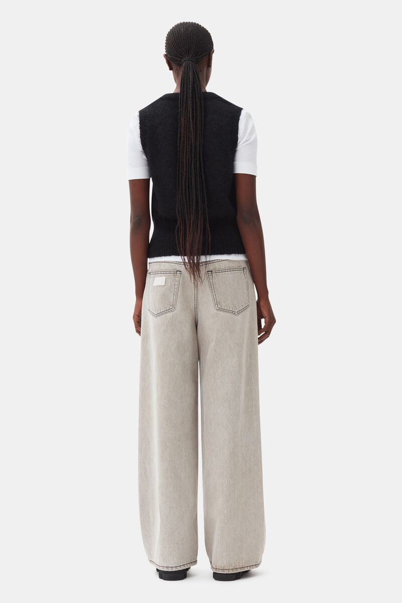 Black Tie String Vest, Mohair, in colour Black - 4 - GANNI