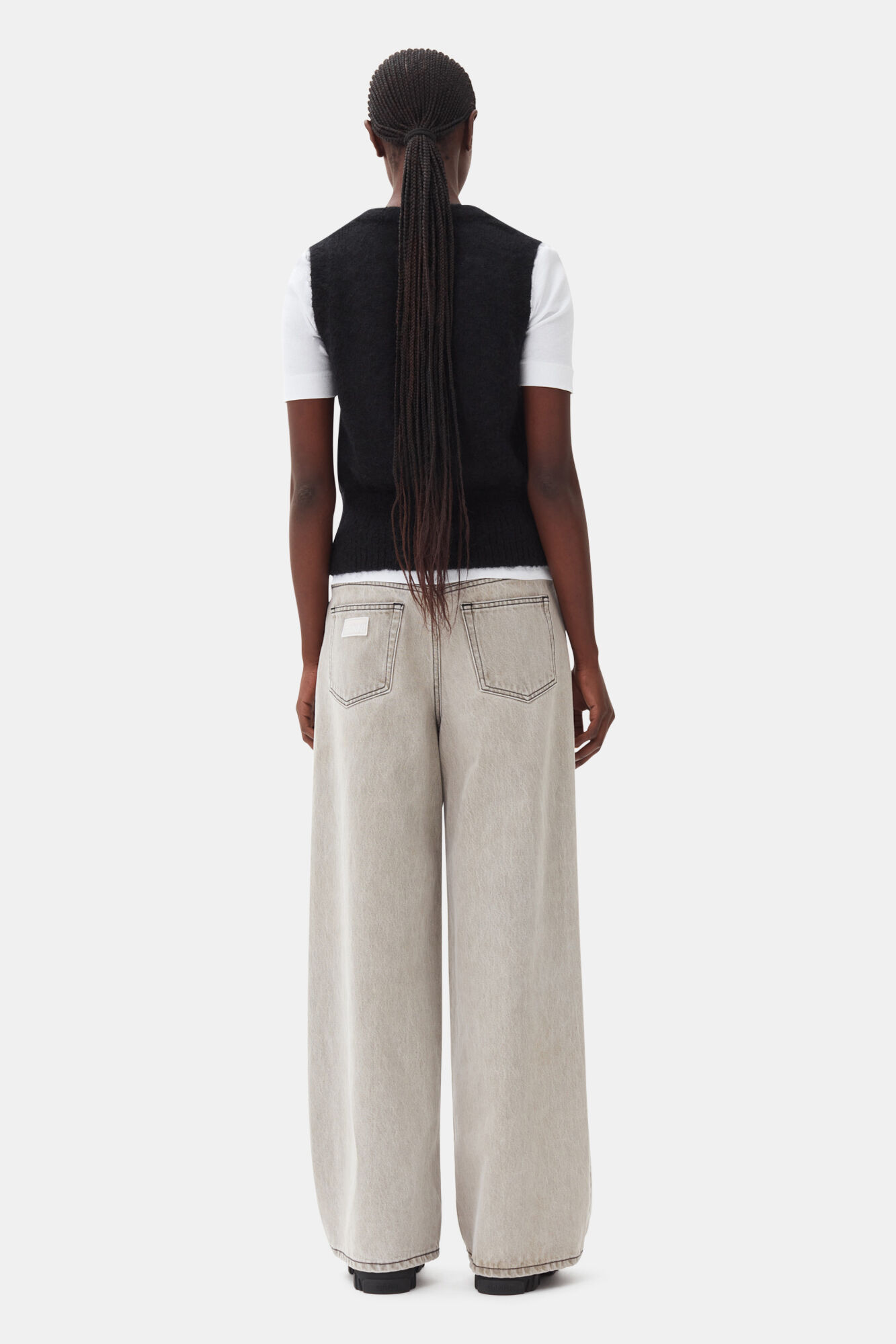 Black Tie String Vest, Mohair, in colour Black - 4 - GANNI