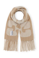 White Narrow Logo Scarf, Recycled Wool, in colour Egret - 1 - GANNI