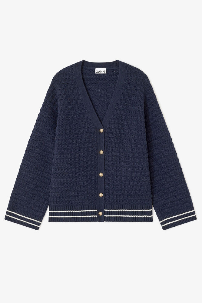 Dark Blue Wool Cardigan, Sky Captain