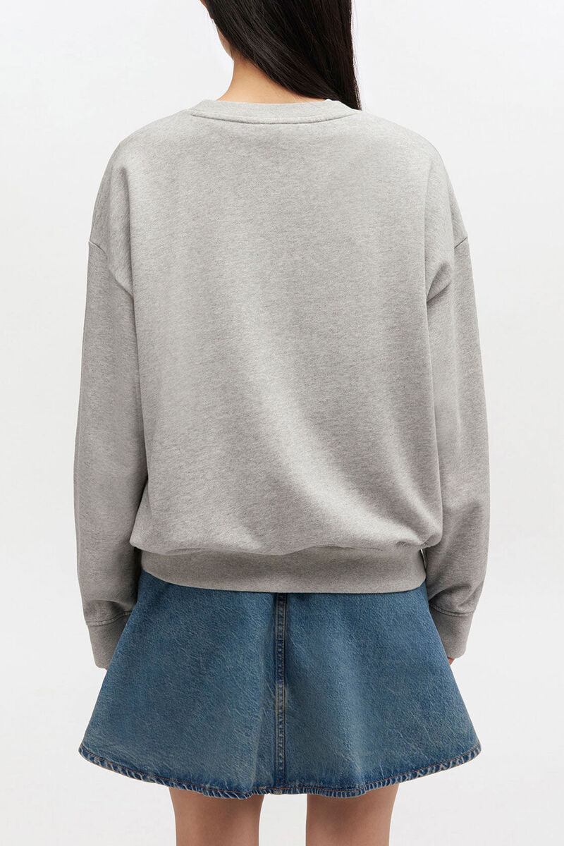 Grey Kitty Sweatshirt, Organic Cotton, in colour Paloma - 2 - GANNI