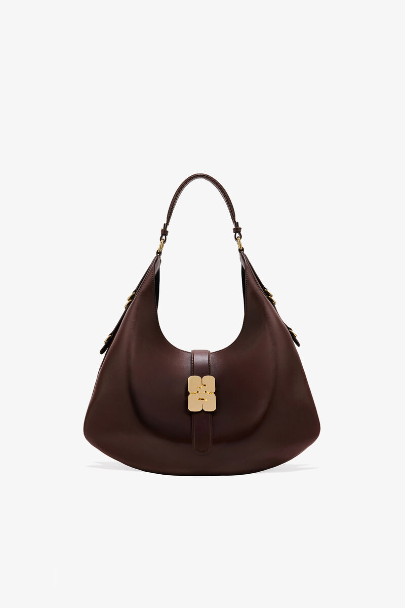 Stor brun Kat taske, Recycled Leather, in colour Chicory Coffee - 1 - GANNI