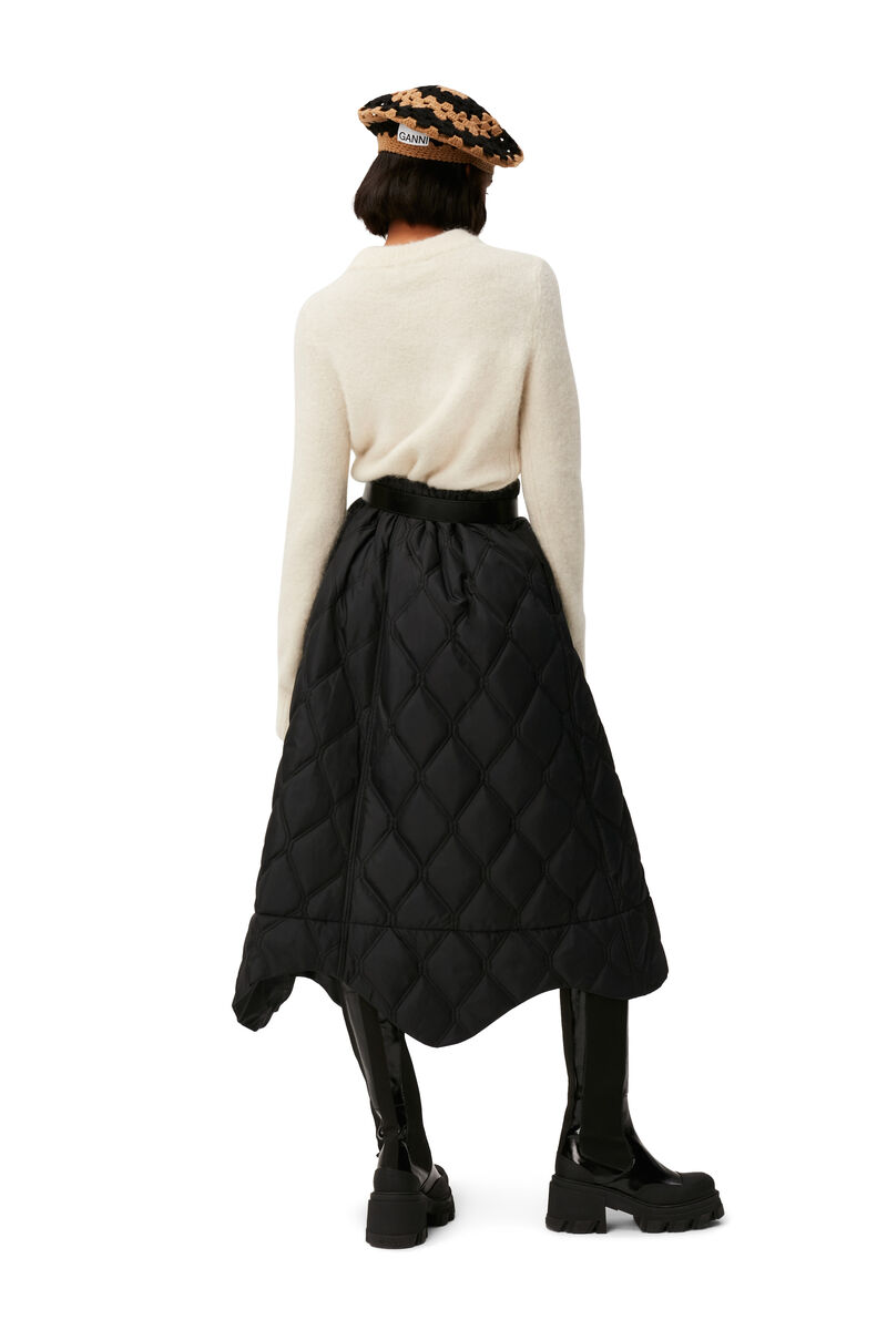 Jupe matelassée en ripstop, Recycled Polyester, in colour Black - 2 - GANNI