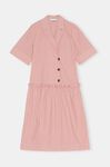 Striped Drop-Waist Midi Dress, Cotton, in colour Thin Stripe Orangedotcom - 1 - GANNI