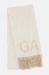 Wool Mix Fringed Wool Scarf, Recycled Wool, in colour Egret - 1 - GANNI