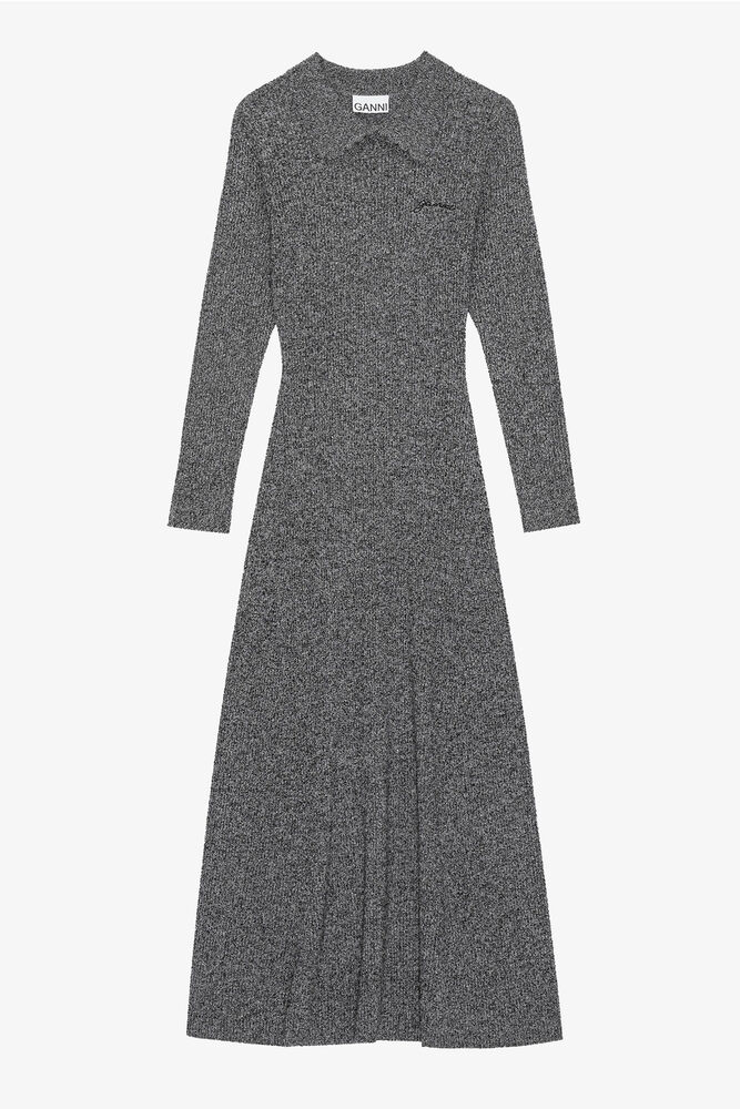 Robe Grey Collar Maxi, Ebony Melange