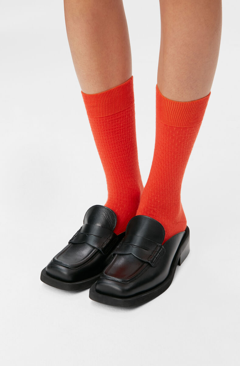 Loafers utan rygg med fyrkantig tå, Leather, in colour Black - 5 - GANNI