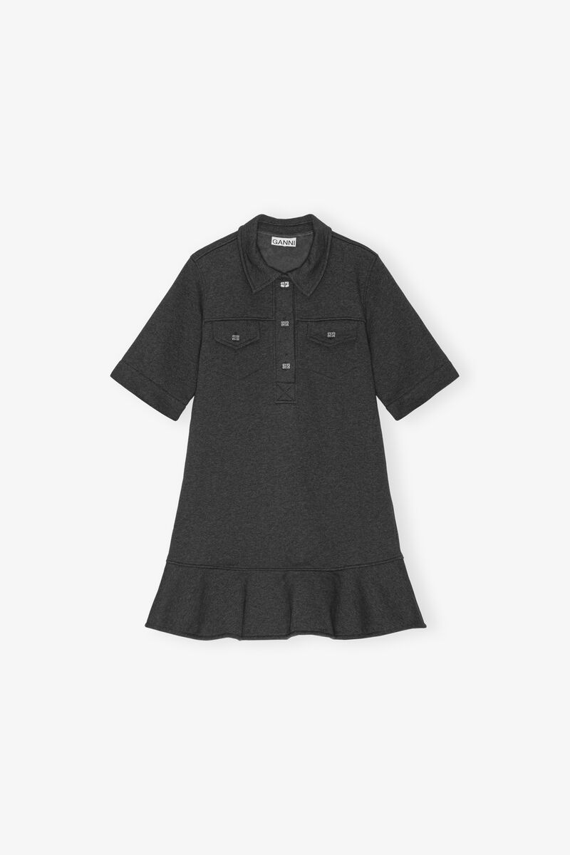 Heavy Fleece Mini Dress, Cotton, in colour Phantom - 1 - GANNI