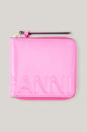 Banner Compact Zip Around Wallet, Leather, in colour Carmine Rose - 1 - GANNI