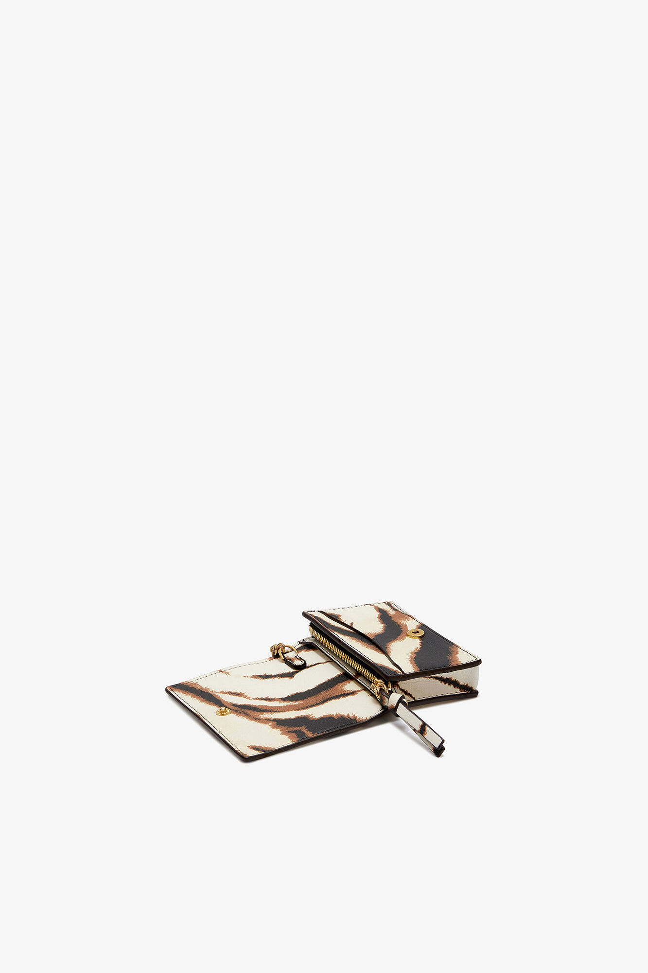 Bou Card Holder With Flap in Zebra, Recycled Polyester, in colour Egret - 3 - GANNI