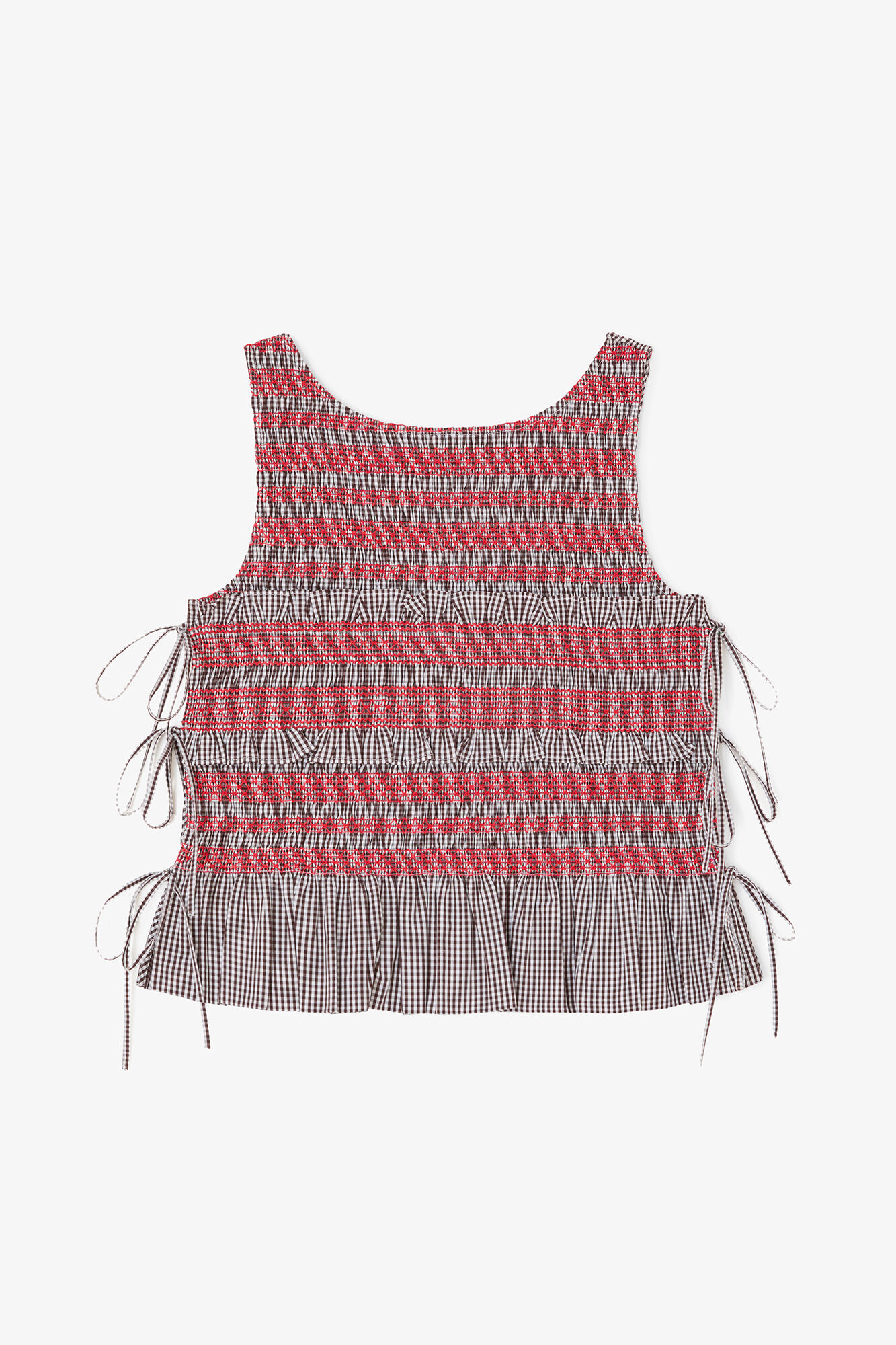 Top in Check Cotton, Organic Cotton, in colour Chicory Coffee - 1 - GANNI