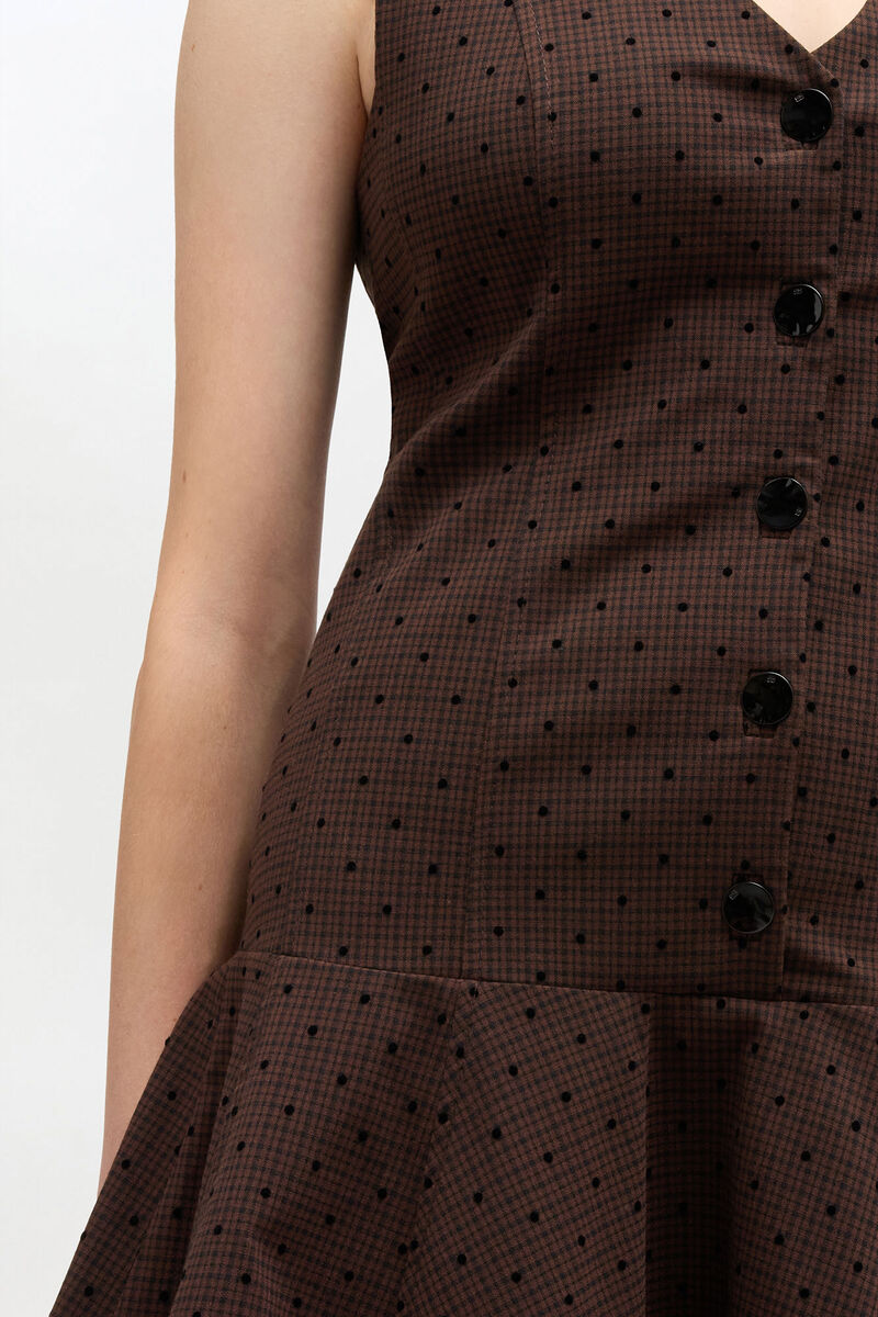 Flock Check Suiting Dress, in colour Chicory Coffee - 3 - GANNI