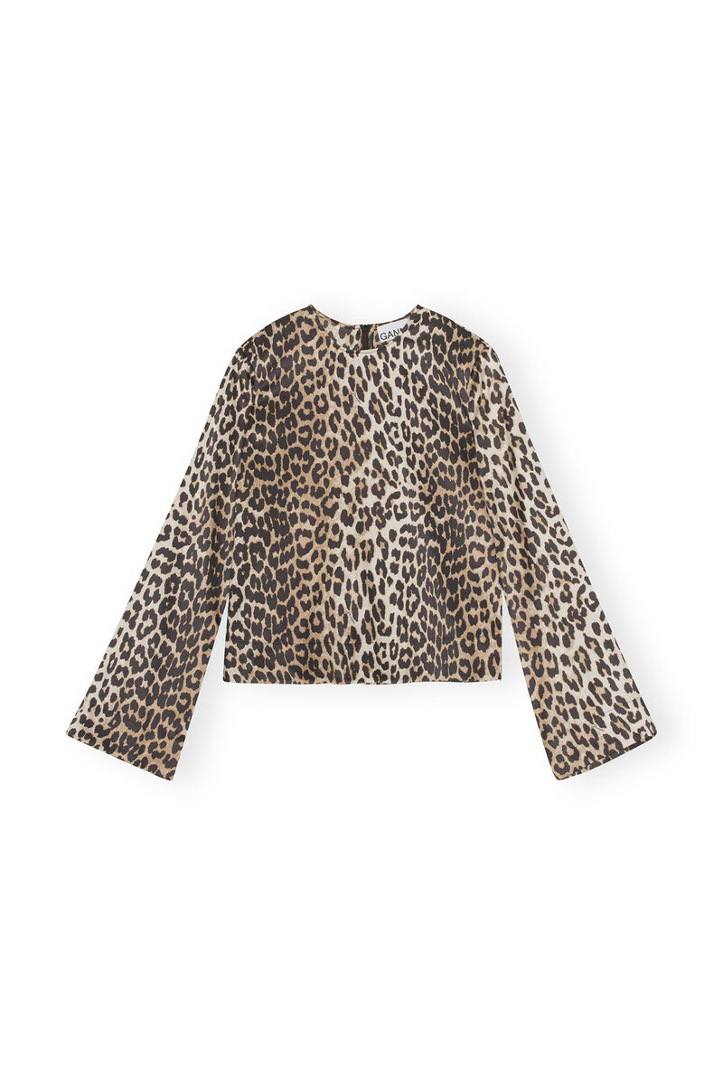 Silk Leopard Bluse, in colour Leopard - 1 - GANNI