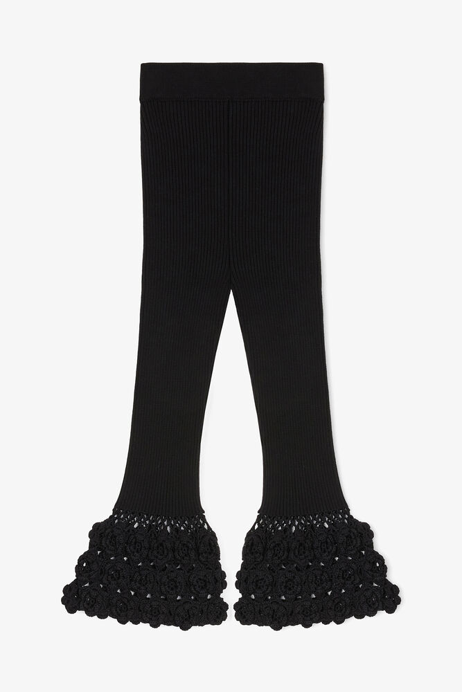 Trousers in Cotton Crochet, Black
