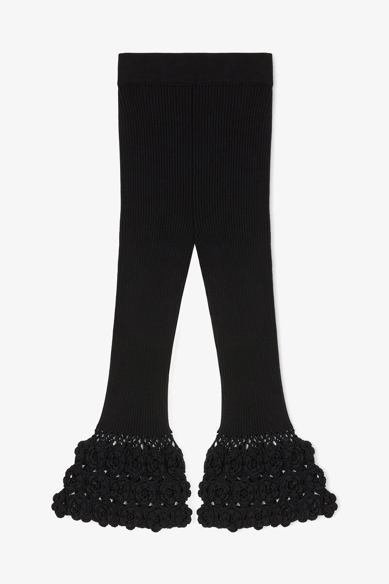 Trousers in Cotton Crochet, Organic Cotton, in colour Black - 1 - GANNI