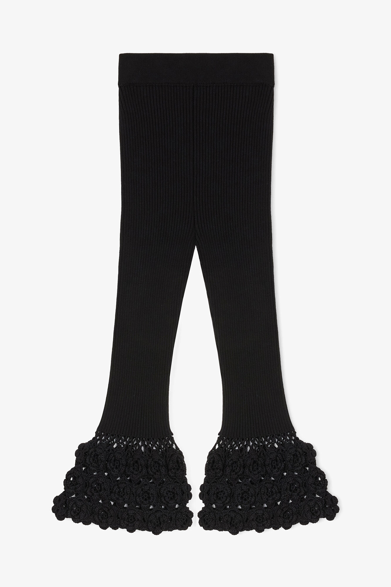 Trousers in Cotton Crochet, Organic Cotton, in colour Black - 1 - GANNI