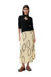 Georgette Midi Skirt, Recycled Polyester, in colour Floral Shadow Flan - 1 - GANNI