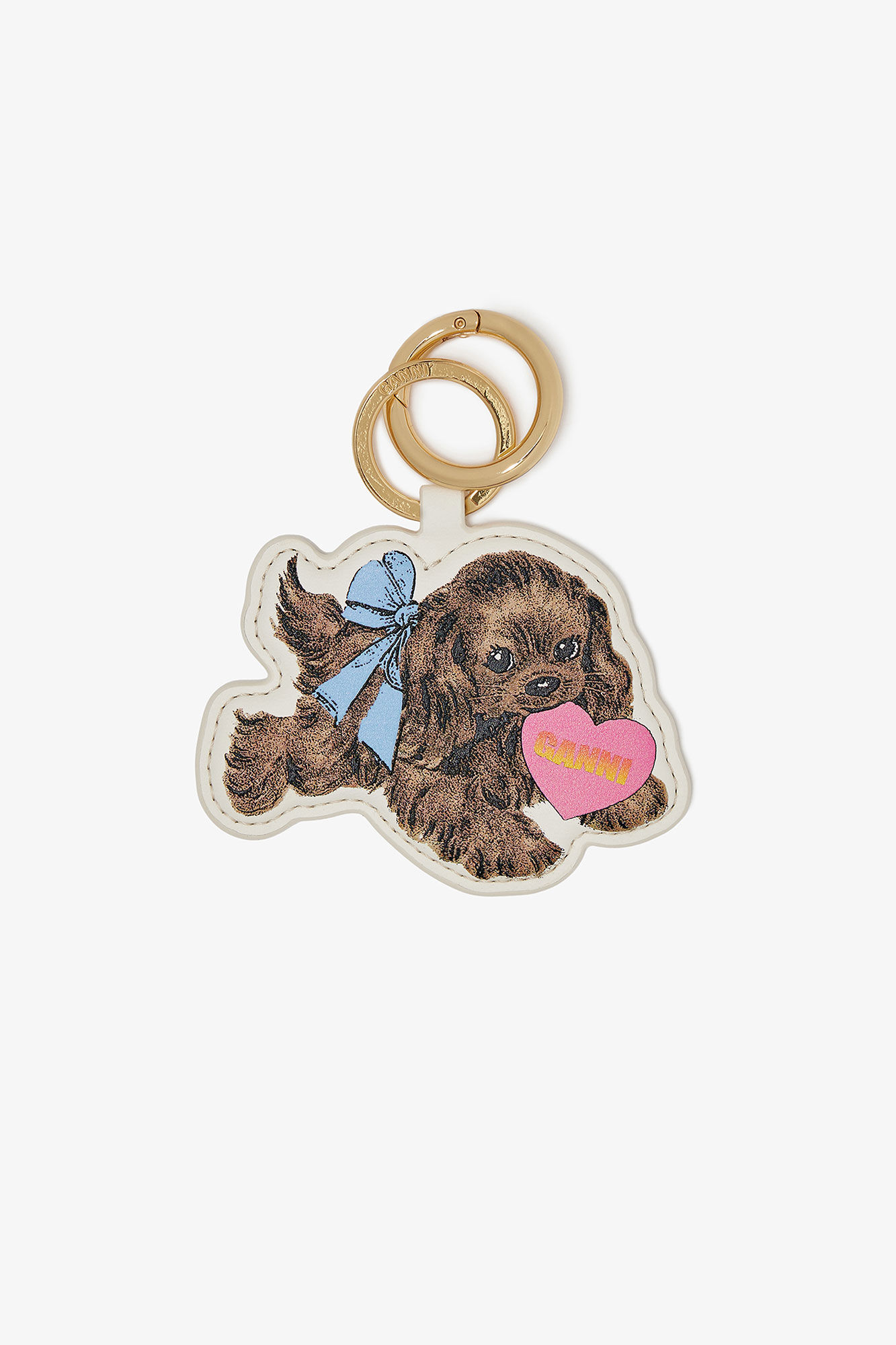 Brown Puppy Keyring, Polyester, in colour Tobacco Brown - 1 - GANNI