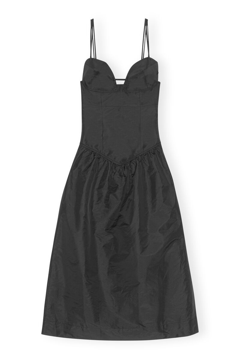 Midiklänning, Recycled Polyester, in colour Black - 1 - GANNI