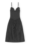 100% Recycled Polyester Midi Dress, Recycled Polyester, in colour Black - 1 - GANNI