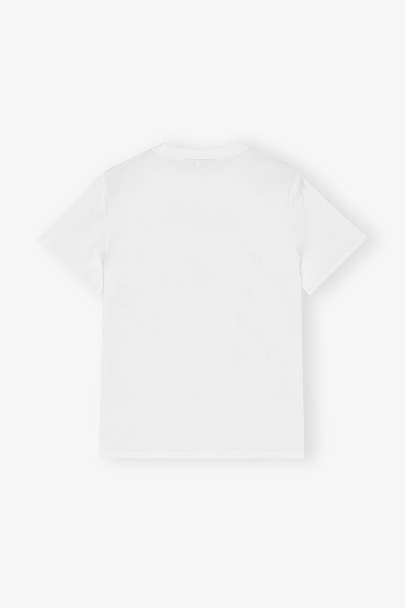 White Basic Jersey Rose Relaxed T-shirt, Cotton, in colour Bright White - 2 - GANNI