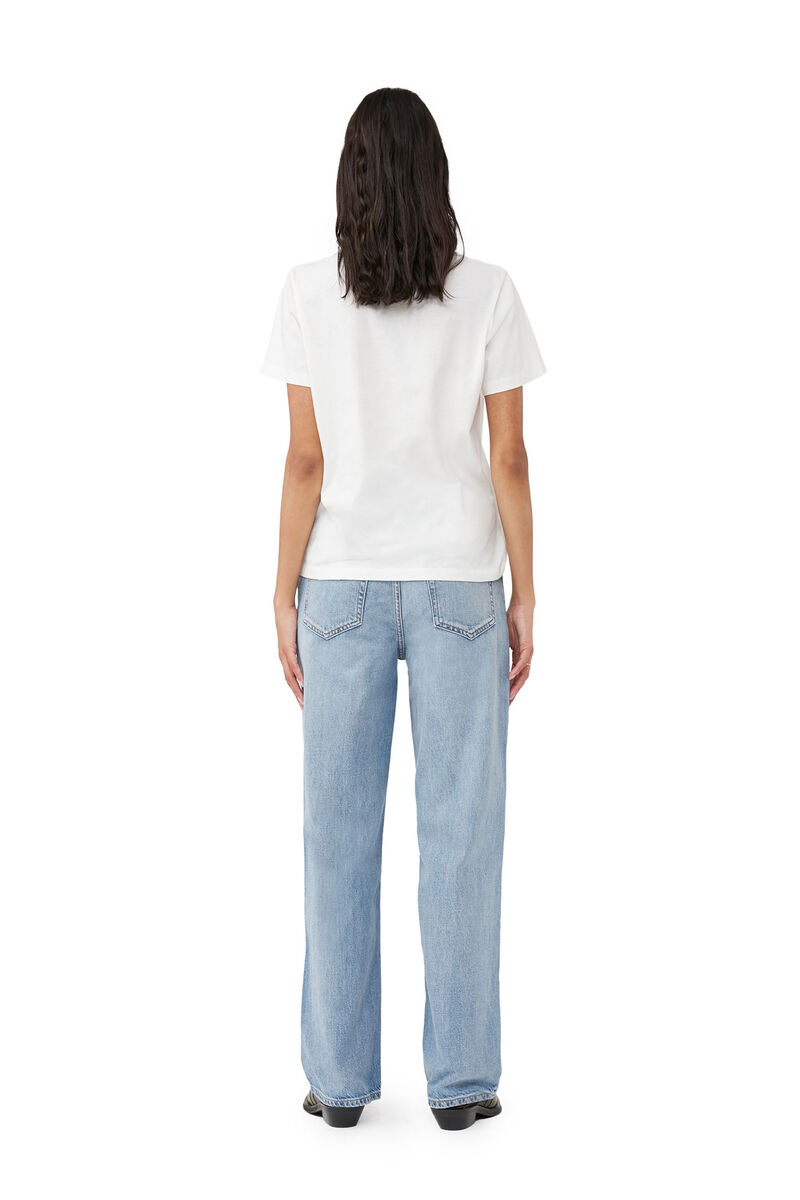 Plum Relaxed T-shirt, Cotton, in colour Egret - 2 - GANNI