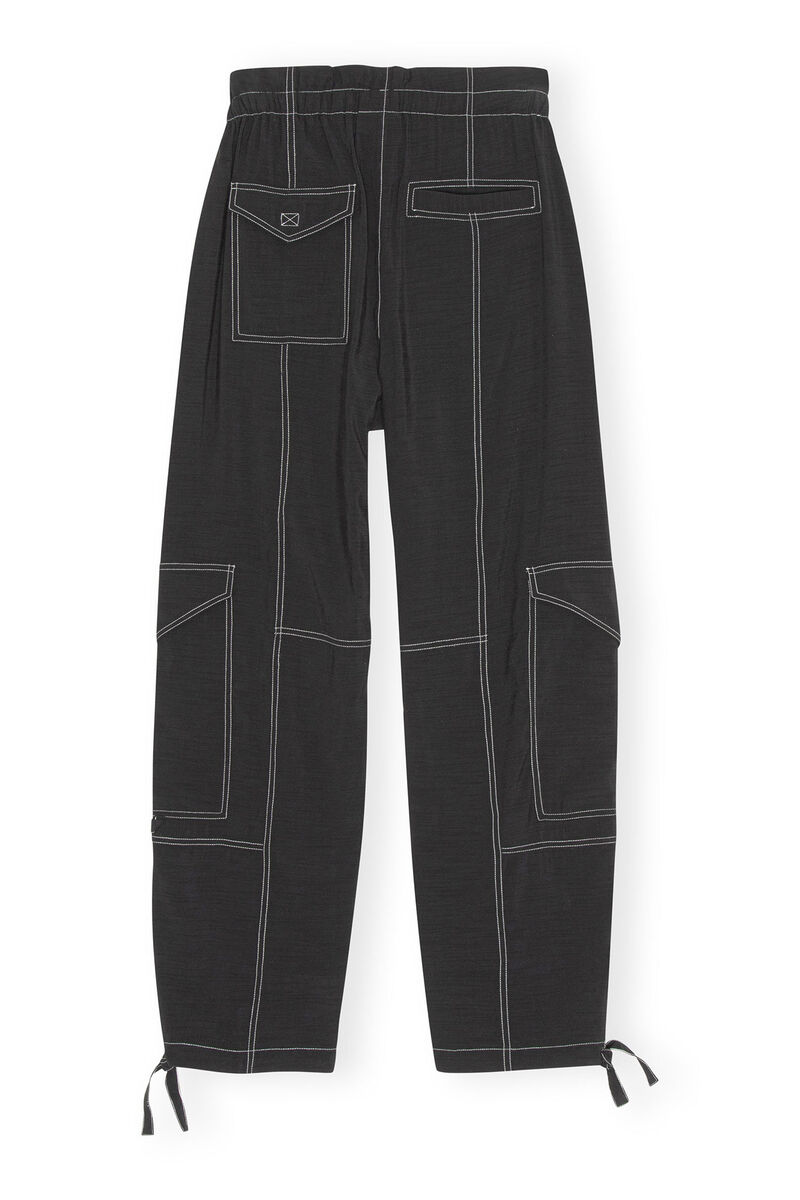 Light Slub Pocket Pants, LENZING™ ECOVERO™, in colour Black - 2 - GANNI