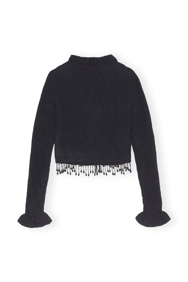 Soft Wool Bolero , Alpaca, in colour Black - 2 - GANNI