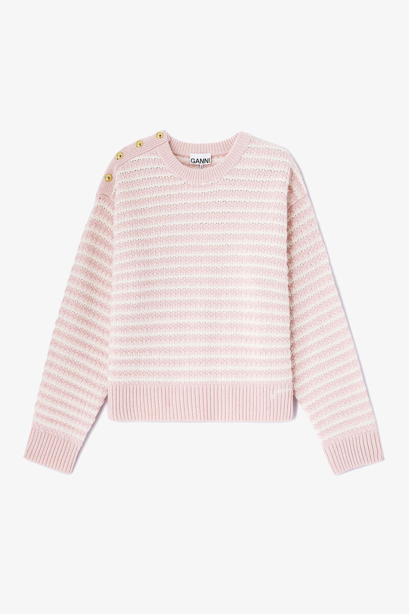 Stripe Wool Mix Jumper, Wool, in colour Chalk Pink - 1 - GANNI